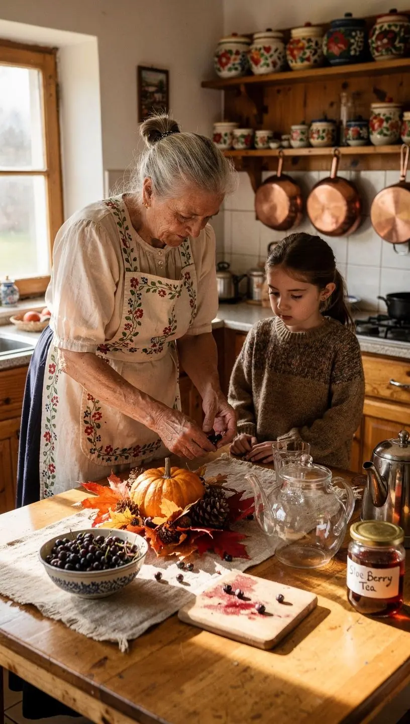 Tea készítése, vadrózsa bogyók és forró víz kombinációja.