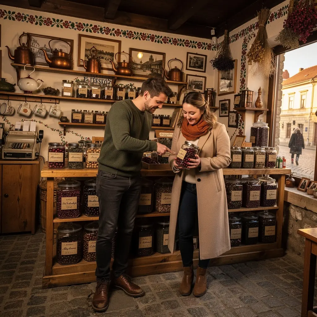 Őszi táj, ahol vadrózsa bokrok nőnek, gyümölcsökkel.