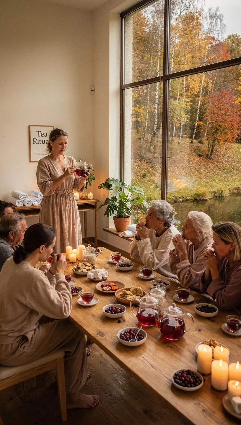 Tartalmas, sötét színű tea, benne érett szilvadarabokkal.